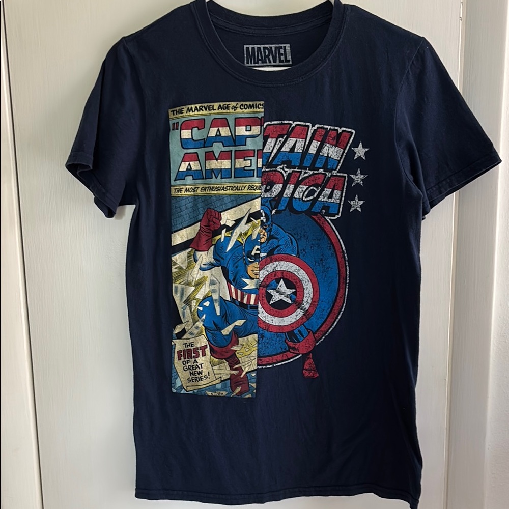 Marvel Blue Short Sleeve Tee with Captain America Design